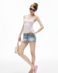 IAMXIAA Low Rise Washed Denim Skort