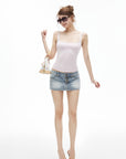 IAMXIAA Low Rise Washed Denim Skort