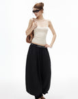 IAMXIAA Pantalon large à cordon style ballon