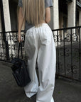 Rase le sol Embroidered Wide-Leg Drawstring Pants