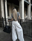 Rase le sol Embroidered Wide-Leg Drawstring Pants