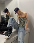 Rase le sol Distressed Washed Wide-Leg Jeans