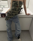 Rase le sol Camouflage Asymmetric Tube Top