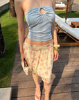 Hydrae Jupe midi vintage en chiffon à motif floral