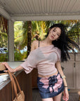Hydrae Sheer Drape Backless Off-Shoulder Top