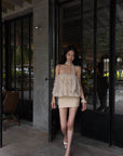 Hydrae Embroidered Chiffon Bubble Mini Dress