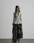 DOINDULGE Pleated Halter Peplum Top