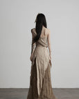 DOINDULGE Asymmetric Lace Panel Maxi Dress