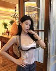 Hydrae Haut corset en satin Midnight Blush