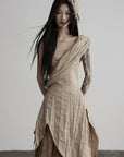 DOINDULGE Asymmetric Lace Panel Maxi Dress