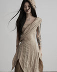 DOINDULGE Asymmetric Lace Panel Maxi Dress