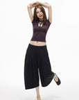 IAMXIAA Pantalon culotte ballon taille basse
