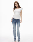 IAMXIAA Low-Rise Washed Skinny Denim Pants
