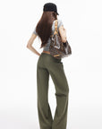 IAMXIAA Pantalon large à cordon taille basse