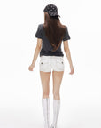 IAMXIAA Contrast Stitch Low-Rise Micro Shorts