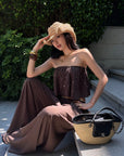 ROVENTE Sequin Bandeau Crop Top