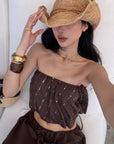 ROVENTE Sequin Bandeau Crop Top