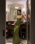 ROVENTE Robe longue dos nu en satin à fleurs