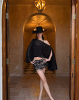 ROVENTE Sheer Draped Two-Piece Set Top and Skirt