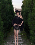 ROVENTE Sheer Draped Two-Piece Set Top and Skirt
