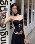 Hydrae 미드나잇 블룸 코르셋 & 테일러드 버뮤다 세트