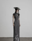 DOINDULGE Mandarin Collar Cheongsam Maxi Dress