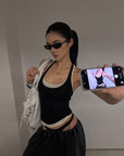 ROVENTE 레이어드 레이서백 탱크탑 & 워시드 와이드 팬츠 세트