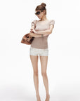 IAMXIAA Contrast Stitch Low-Rise Micro Shorts