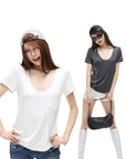 IAMXIAA 딥 스쿱 넥 포켓 티