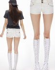 IAMXIAA Contrast Stitch Low-Rise Micro Shorts