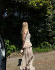 Rase le sol Draped Tube Top & Layered Tulle Skirt Set