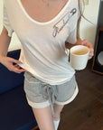 Rase le sol Raw-Edge Terry Cotton Rolled-Hem Shorts