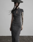 DOINDULGE Mandarin Collar Cheongsam Maxi Dress