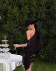 ROVENTE Sheer Draped Two-Piece Set Top and Skirt