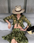 ROVENTE Floral Ruffle Shirt & Skirt Set