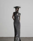 DOINDULGE Mandarin Collar Cheongsam Maxi Dress