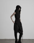 DOINDULGE Hooded Draped Sleeveless Knit Top