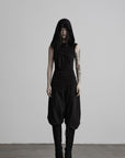 DOINDULGE Hooded Draped Sleeveless Knit Top