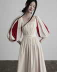 DOINDULGE Square Neck Puff Sleeve Maxi Dress