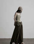 DOINDULGE Draped Wrap Waist Maxi Skirt