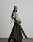 DOINDULGE Draped Wrap Waist Maxi Skirt