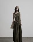 DOINDULGE Draped Wrap Waist Maxi Skirt