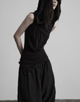 DOINDULGE Hooded Draped Sleeveless Knit Top