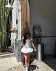 WARDEN EDGE California Embroidered Tiered Mini Skirt