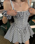WARDEN EDGE Vintage Gingham Corset Bubble Mini Dress