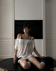 WARDEN EDGE Off-Shoulder Tee & Logo Bralette Set