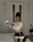 WARDEN EDGE Off-Shoulder Tee & Logo Bralette Set