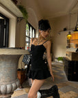 WARDEN EDGE Lace Trim Cami Mini Dress with Matching Shorts