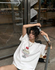 WARDEN EDGE Cherry Sundae Graphic Oversized T-Shirt