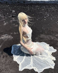 RASE LE SOL Ruffled Open-Waist Mermaid Dress